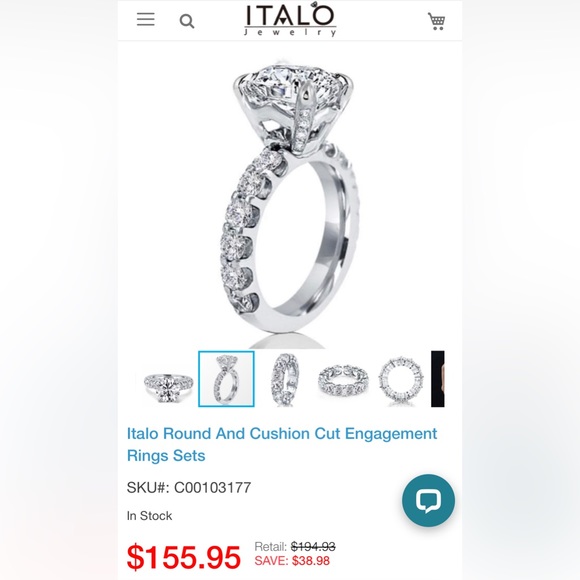 Italo Round And Cushion Cut Engagement Rings Sets - Picture 9 of 9